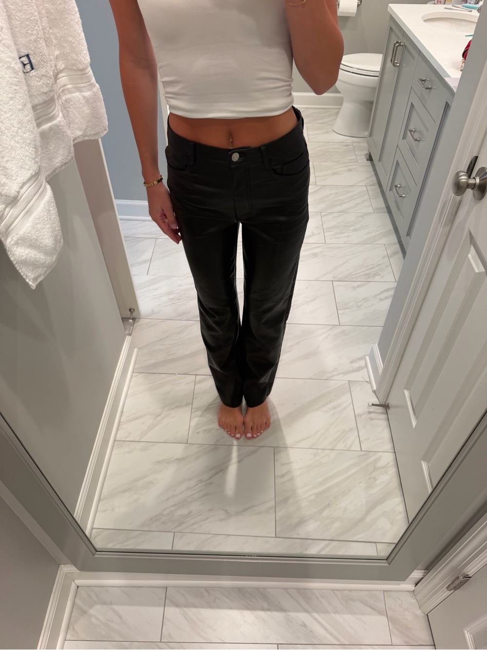Aritzia Black Straight-Leg Faux Leather Pants